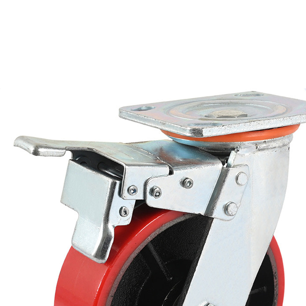 4 pcs 8-inch 200mm Extra Heavy Duty Industrial Swivel Castors with PU Wheel