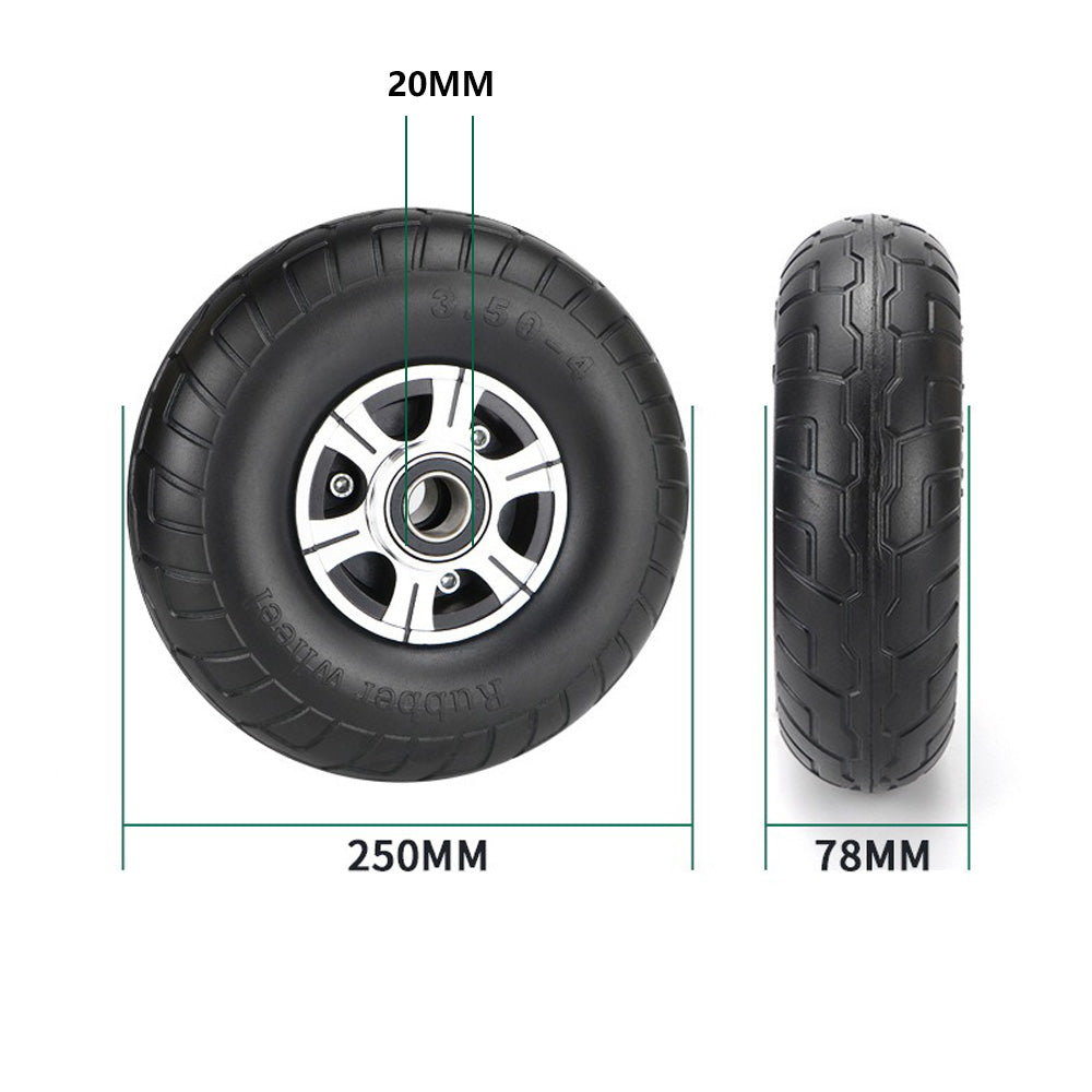 2 Pcs 10 Inch Solid Rubber Tire 3.50-4 Tire and Wheel Flat Free