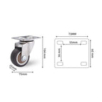 4Pcs 3 in TPR Mute Heavy Duty Furniture Swivel Caster Wheels