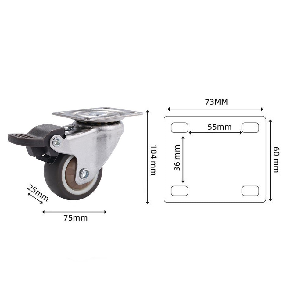 4Pcs 3 in TPR Mute Heavy Duty Furniture Swivel Caster Wheels