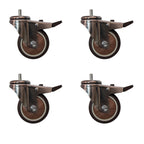 4 pcs 3 in M8 15mm Threaded Stem Swivel Caster Wheels TPR Mute Furniture Caster