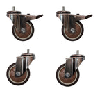 4 pcs 3 in M8 15mm Threaded Stem Swivel Caster Wheels TPR Mute Furniture Caster