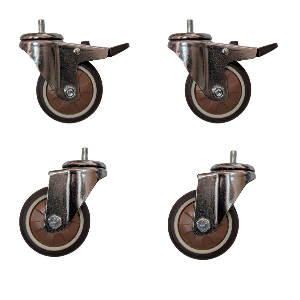 4 pcs 3 in M8 15mm Threaded Stem Swivel Caster Wheels TPR Mute Furniture Caster