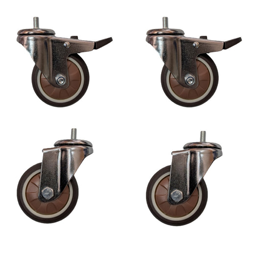 4 pcs 3 in M8 15mm Threaded Stem Swivel Caster Wheels TPR Mute Furniture Caster