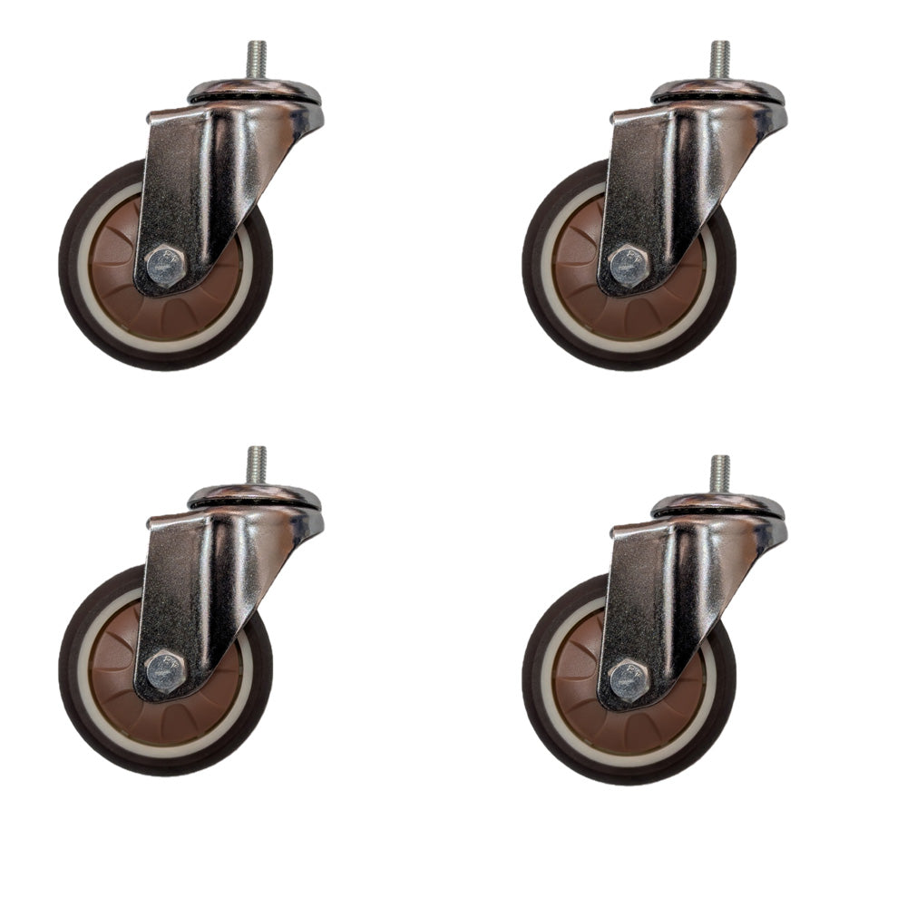 4 pcs 3 in M8 15mm Threaded Stem Swivel Caster Wheels TPR Mute Furniture Caster Secondary image