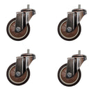 4 pcs 3 in M8 15mm Threaded Stem Swivel Caster Wheels TPR Mute Furniture Caster