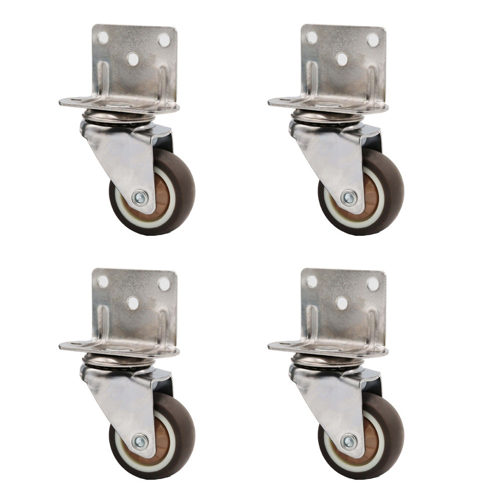 4Pcs 2 in L-Shape Rubber Caster Wheels Right Angle Mute Swivel Wheel Secondary image