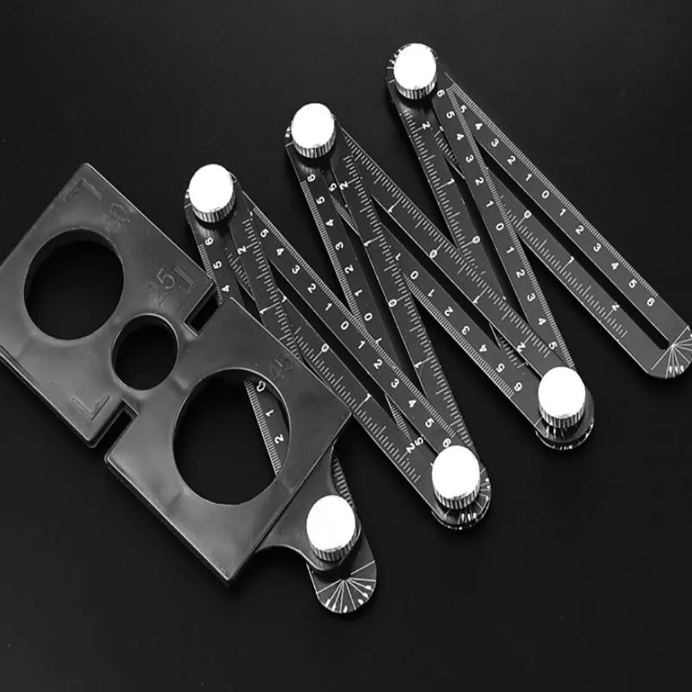 Multi-function Aluminum Alloy Six Fold Rule Tile Hole Locator Woodworking Ruler Secondary image