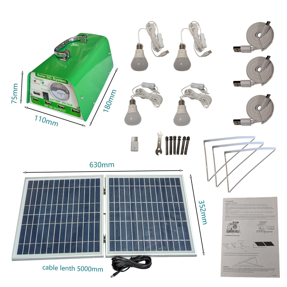 YH1003 30W 14000mAh multifunctional Foldable small solar panel Green lighting kit
