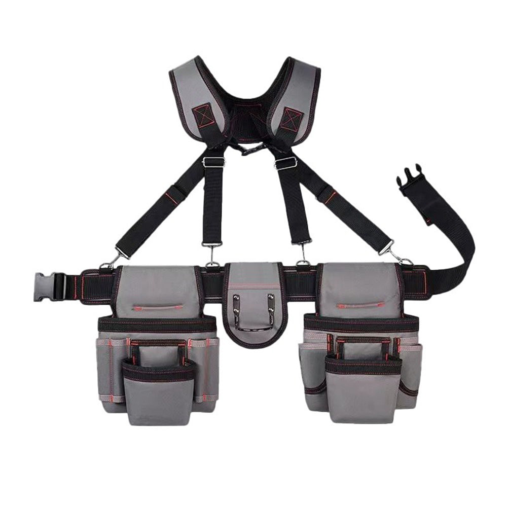 Adjustable Electrician Tool Bag with Suspenders and Pouches Portable Belt Bag Main image