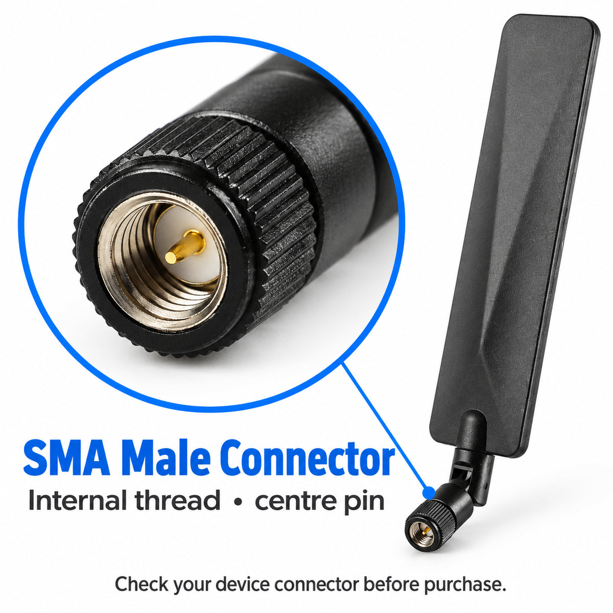 2x 3dBi SMA Male Antenna 600-7000MHz Wideband Folding Aerial for Router Modem