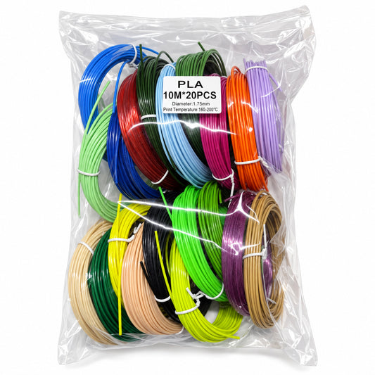 20-colour PLA 3D pen filament set in clear packaging