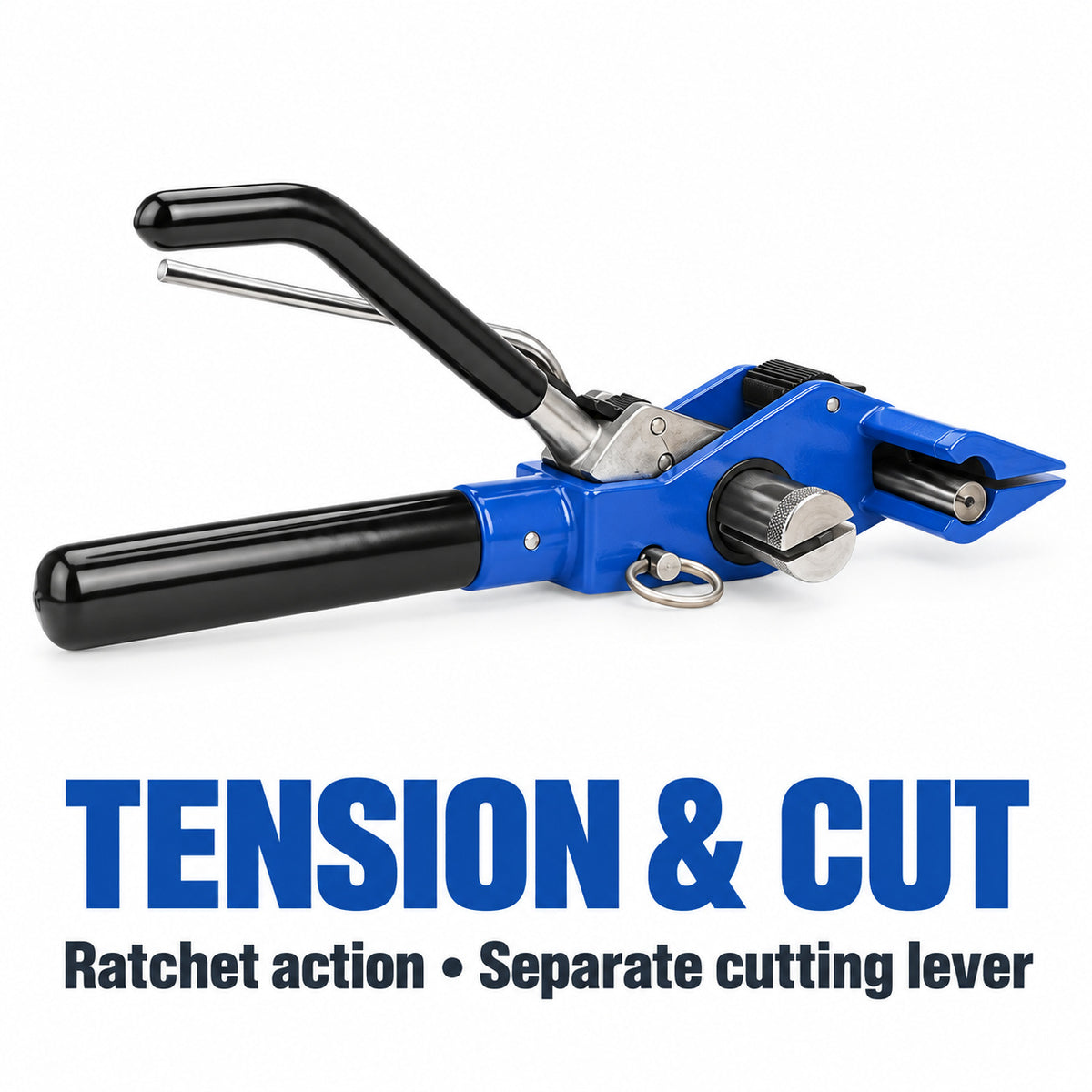 Ratchet stainless steel cable tie tensioning and cutting tool — tension cut