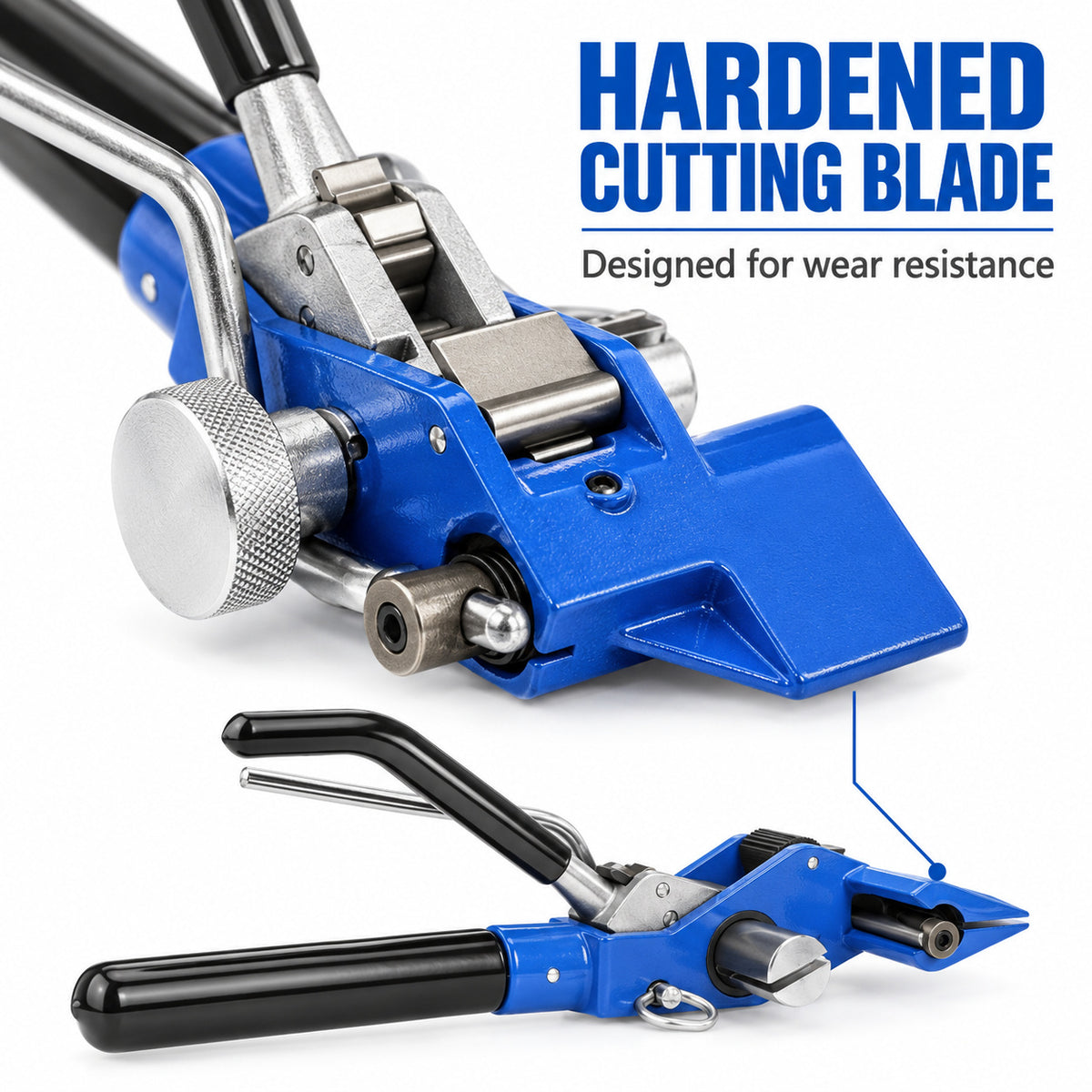 Ratchet stainless steel cable tie tensioning and cutting tool — blade