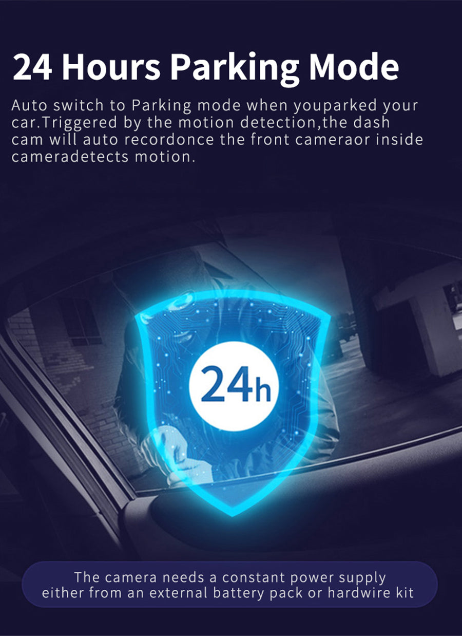 16G 24-Hour Parking Mode 170 degree wide angle Collision Sensor 1296P Dash Cam