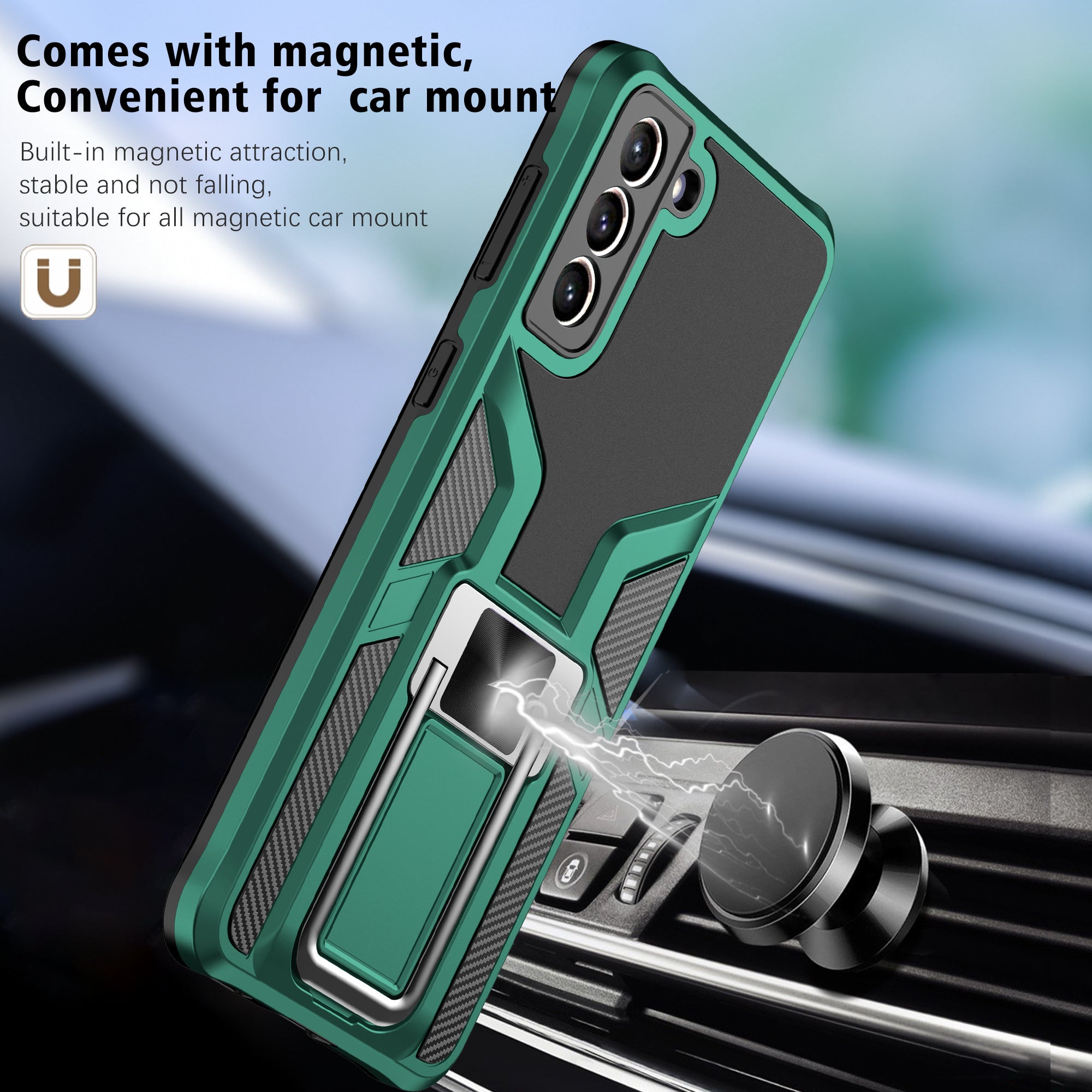 Magnetic Shockproof Heavy Duty Mobile Case for Samsung Galaxy S21 Plus