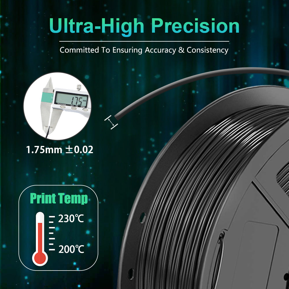 PLA 3D Filament 1.75mm Black 1KG/Roll Secondary image