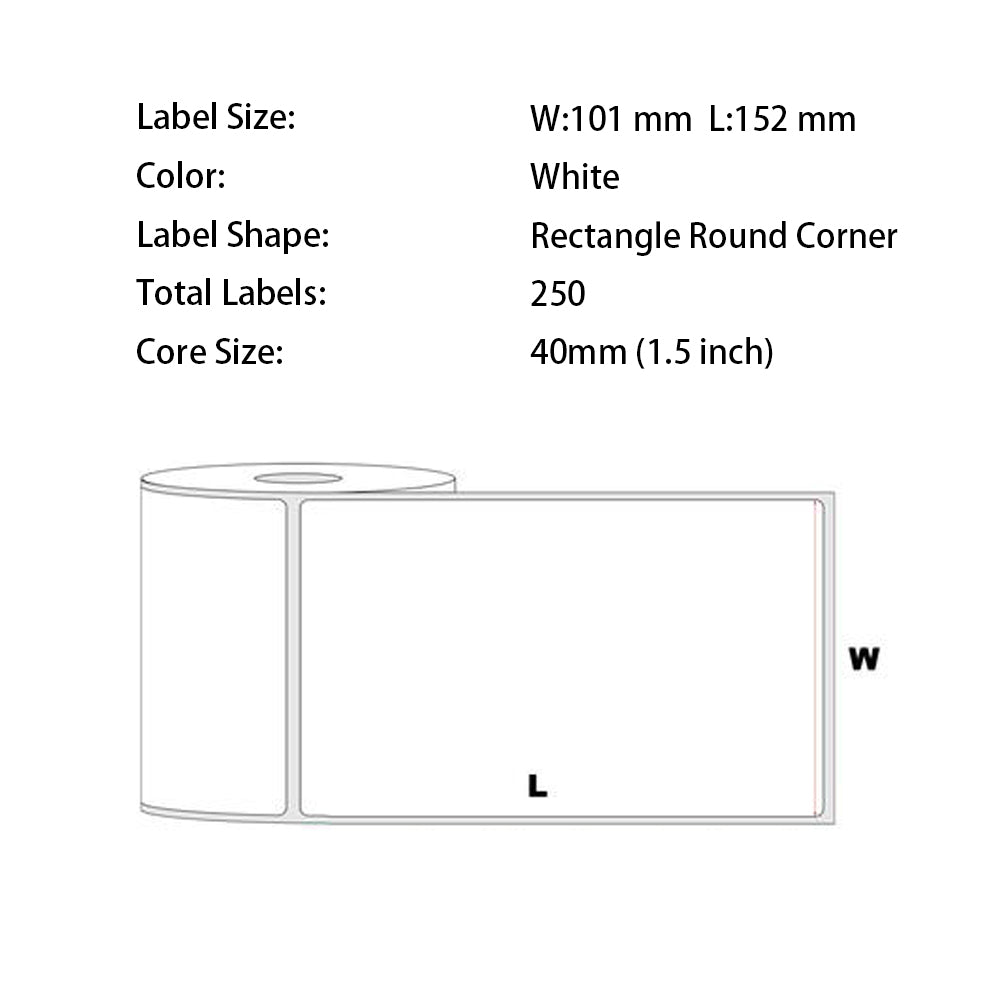 2 Rolls 4x6"(101x152mm) 250pcs High Quality Direct Thermal Labels