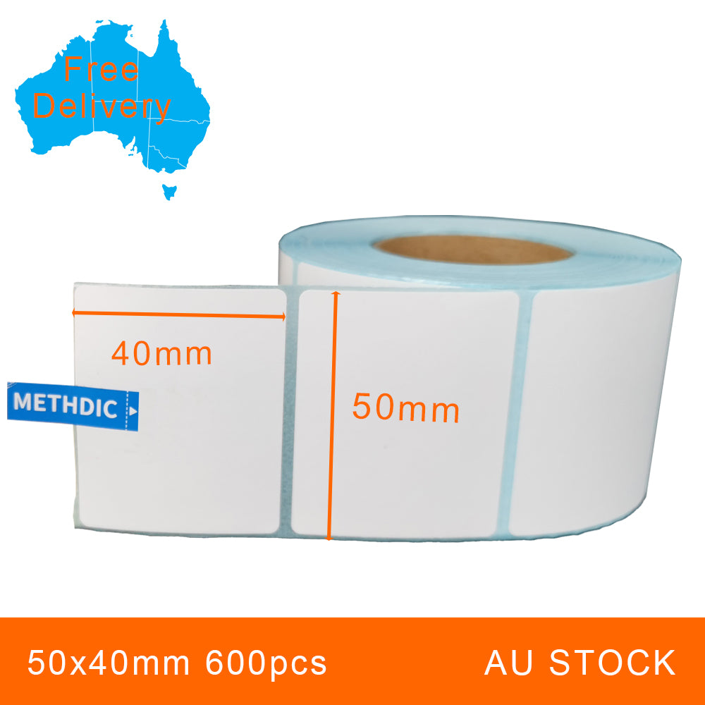 2 Rolls 50x40mm 600pcs High Quality Direct Thermal Labels