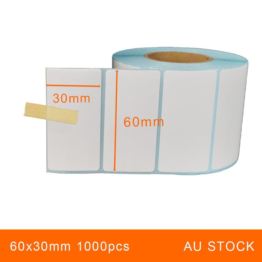2 Rolls 60x30mm 1000pcs High Quality Direct Thermal Labels