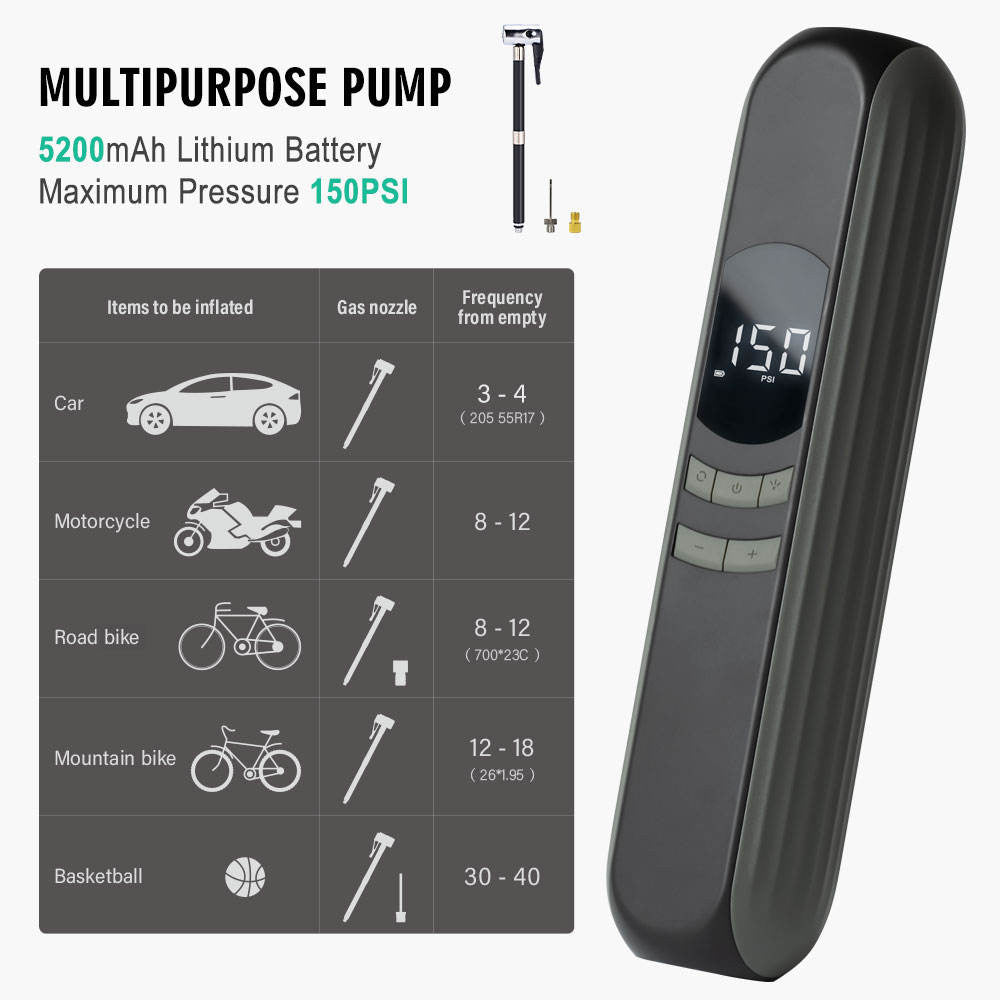 Wireless Electric Multi-function Portable Car Air Pump  Bicycle Tire Inflator