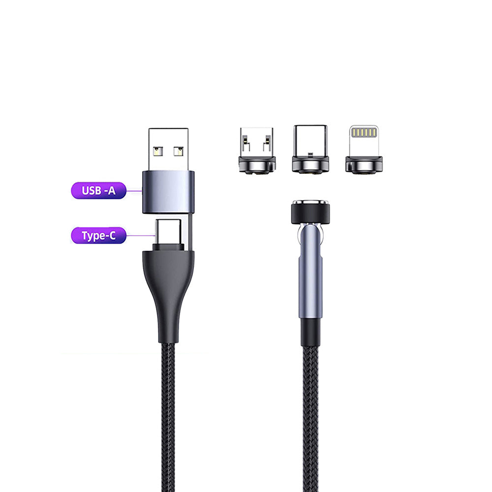 540 Rotate Magnetic Cable 3A Fast Charging USBA TYPE-C TO TYPE-C MICRO IP Secondary image