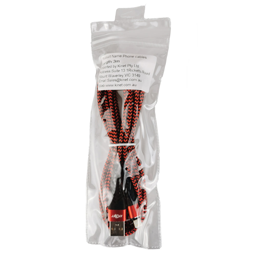 USB Durable nylon Mermaid Black Red Charger Cable For iphone ipad