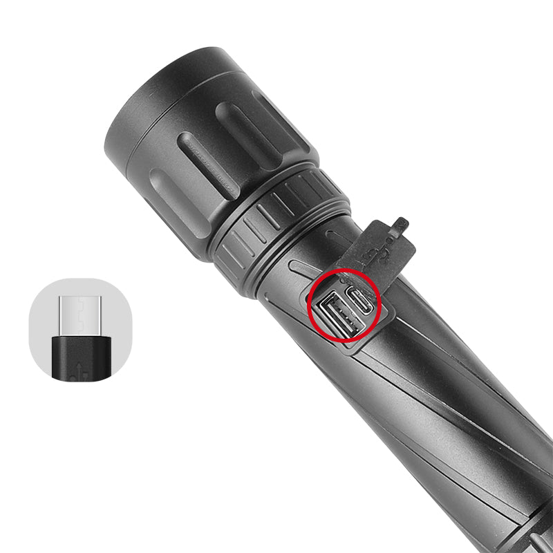 Multifunctional Flashlight Telescopic Type-C Reversible Charging Zoom LED Torch Secondary image