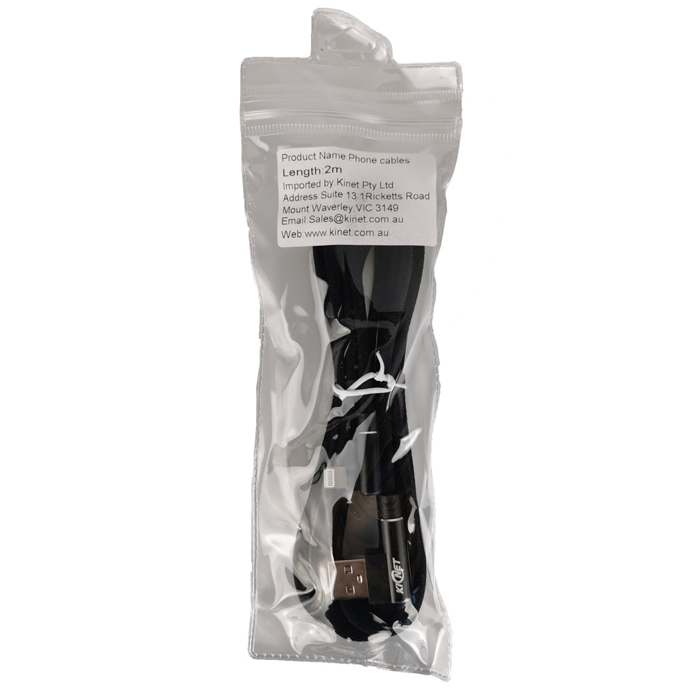 USB Double Elbow Cotton Linen Black Charging Cable For iphone ipad