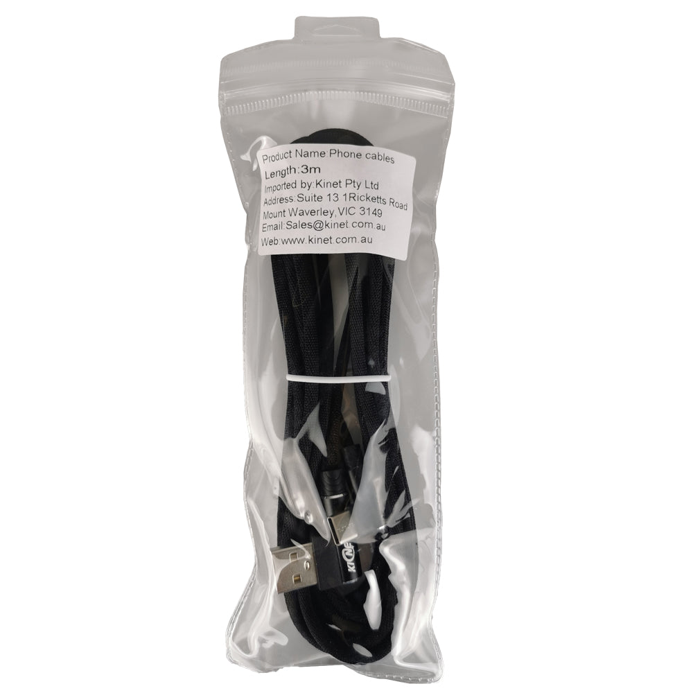 Type-C Double Elbow Cotton Linen Black Charging Cable Secondary image