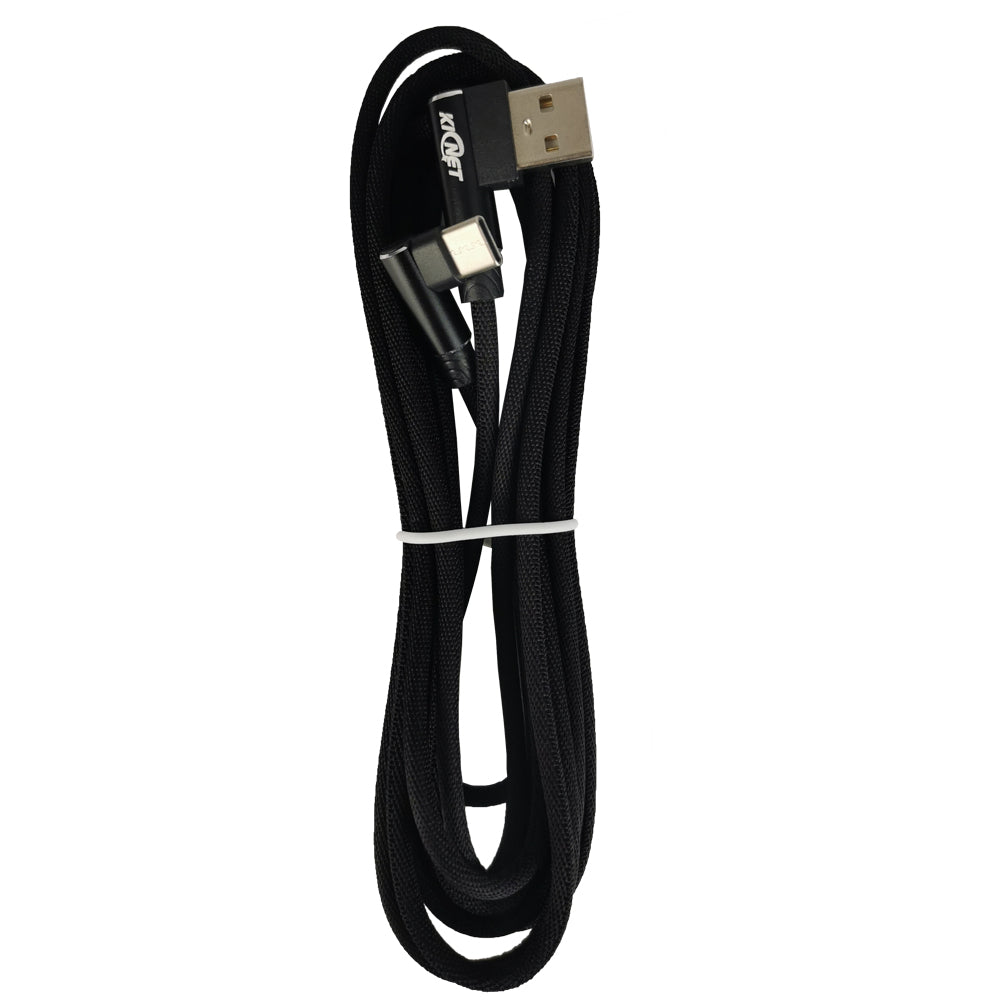 Type-C Double Elbow Cotton Linen Black Charging Cable Main image