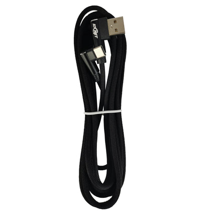 Type-C Double Elbow Cotton Linen Black Charging Cable