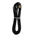 USB Double Elbow Cotton Linen Black Charging Cable For iphone ipad