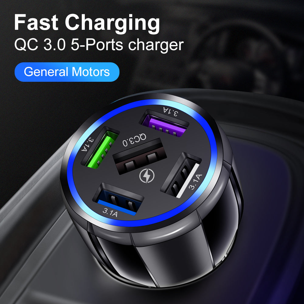 BK359 Car Universal Fast charging QC3.0 5-Ports Charger Secondary image
