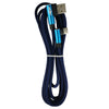 Type-C Double Elbow Cotton Linen Blue Charging Cable