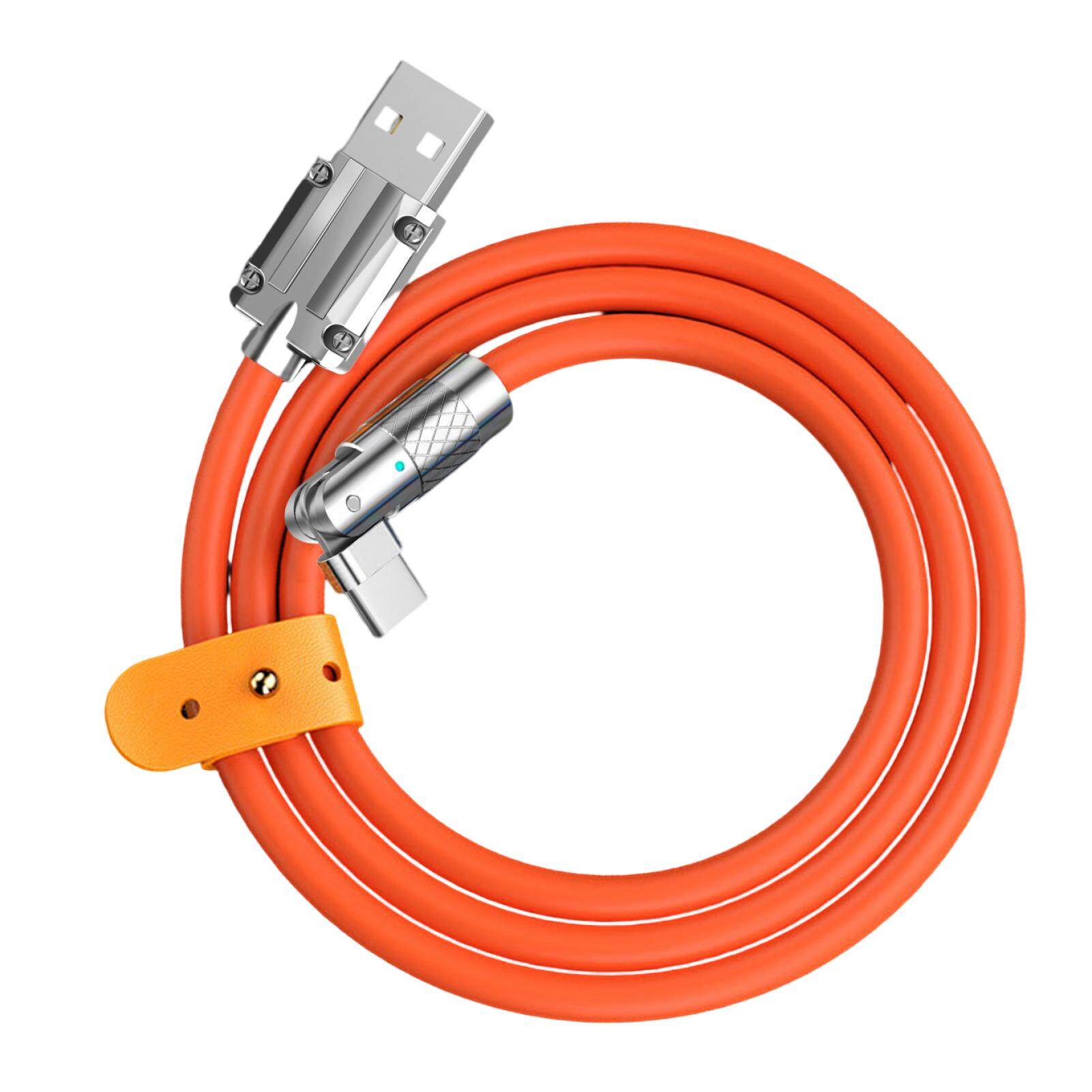 Zinc Alloy Silicone Charge Cable 180 Degrees  Rotating 120W 6A 1m 2m