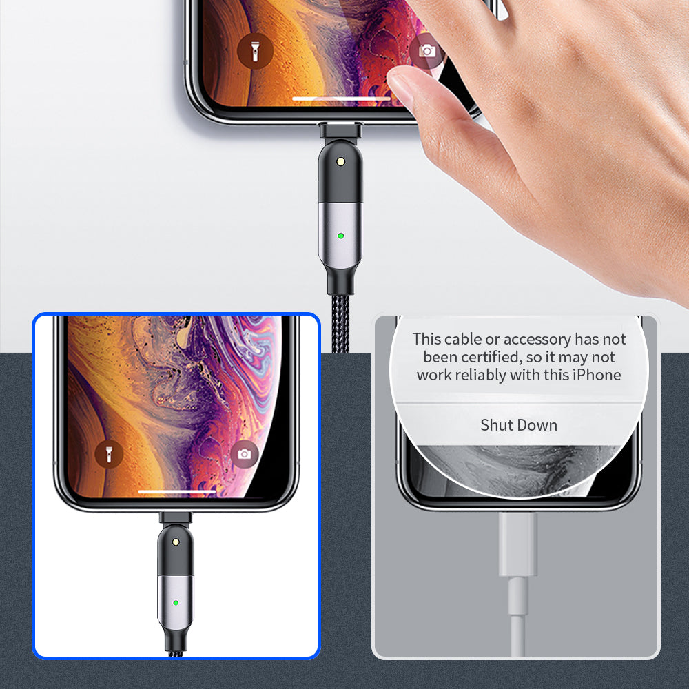 Rotating Elbow Type-C to Lightning 18W 1.2m Mobile  Phone Charger Cable