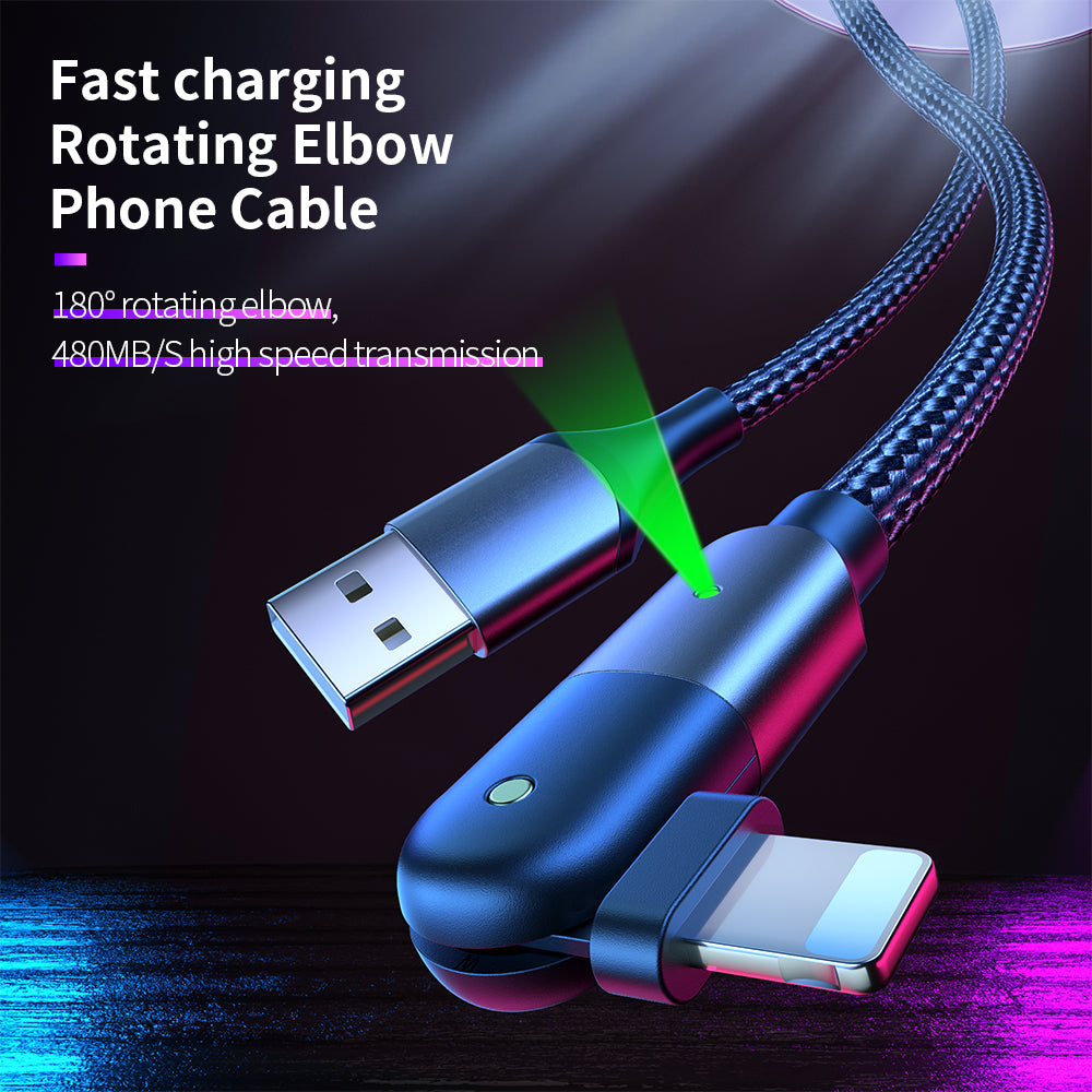 Rotating Elbow USB to Lightning 1.2m Mobile Phone Charger Cable