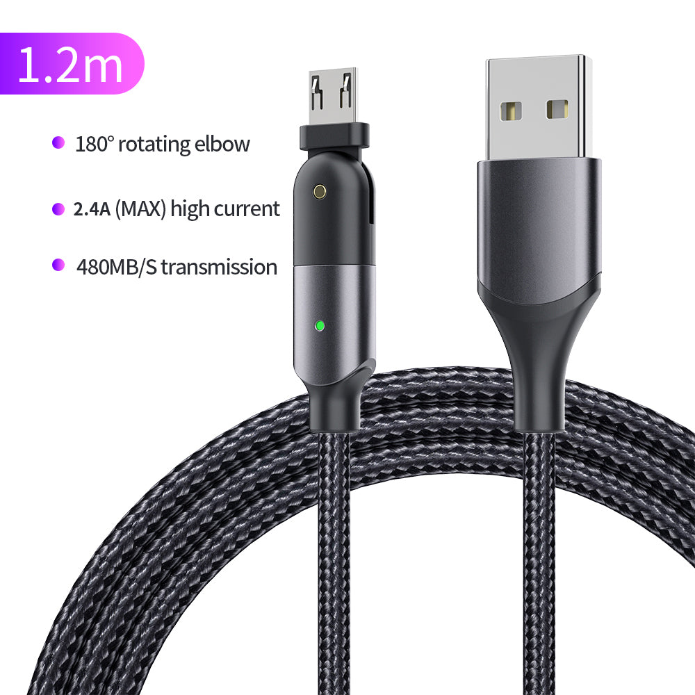 Rotating Elbow USB to Micro USB 1.2m Mobile Phone Charger Cable Secondary image