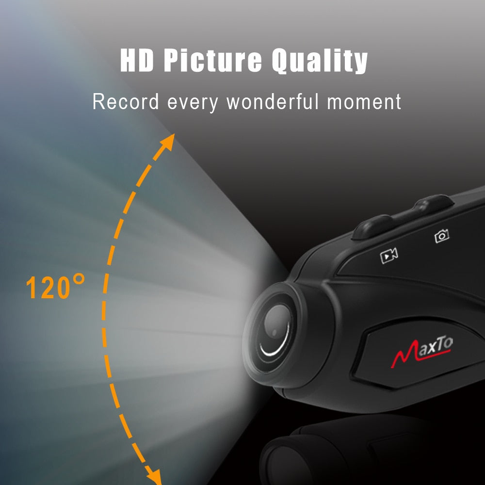 Maxto Motorcycle Helmet Headset Group Intercom With Camera 2K 1080P Wifi Video Recorder Bluetooth Interphone DVR IP67 Waterproof