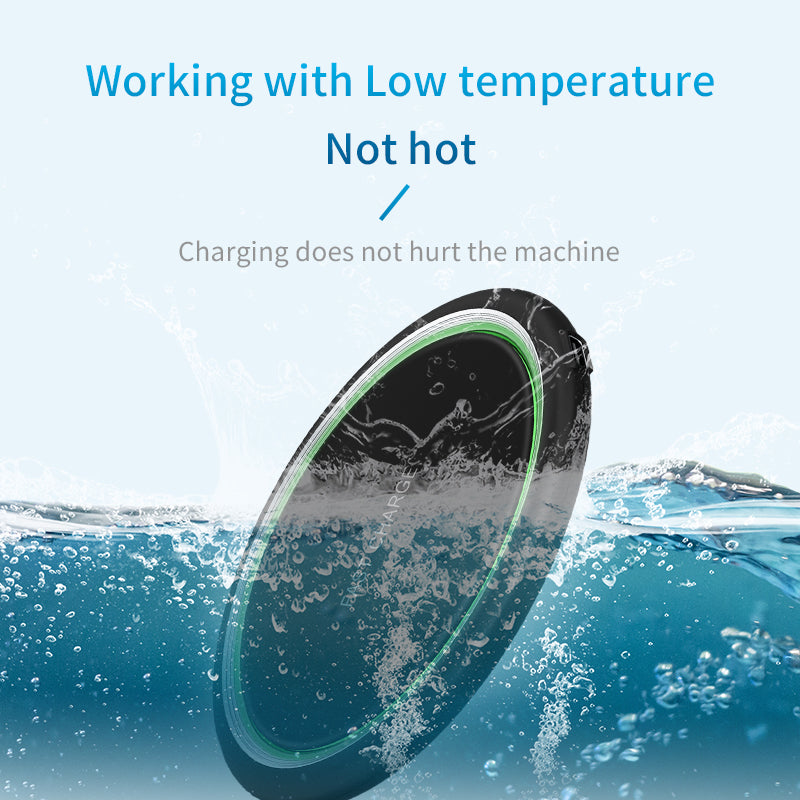 Ultra Slim Round 15W Fast Charging Wireless Charger Pad  For Iphone 8 & Above, Samsung S10, Note10 & Android Support Qi-Enable Device Secondary image