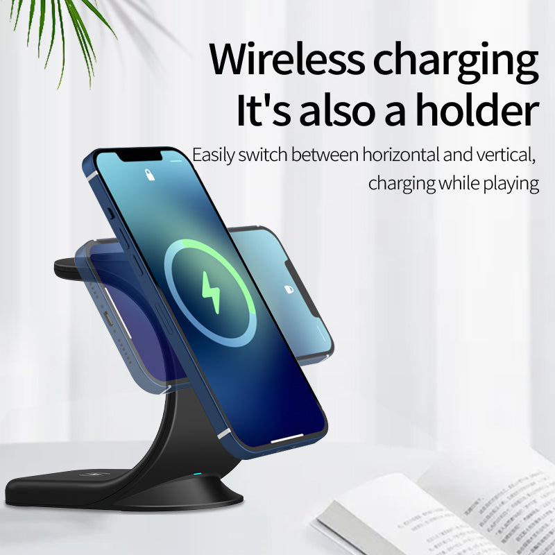 OJD-83 3 in 1 15W Magnetic Wireless Charger Desktop Charging Stand  for iPhone  Apple Watch AirPod