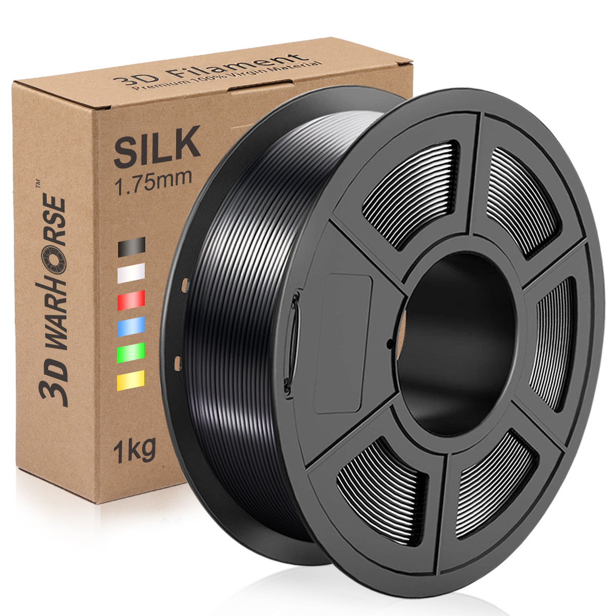 Silk PLA+ 3D Filament 1.75mm Black 1KG/Roll Main image