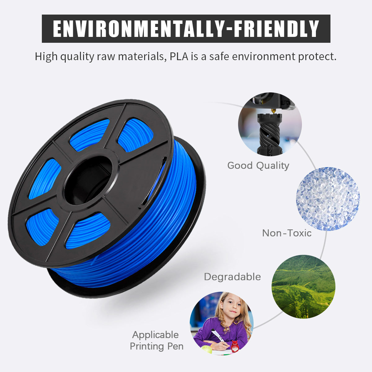 PLA+ 3D Filament 1.75mm Blue 1KG/Roll Secondary image