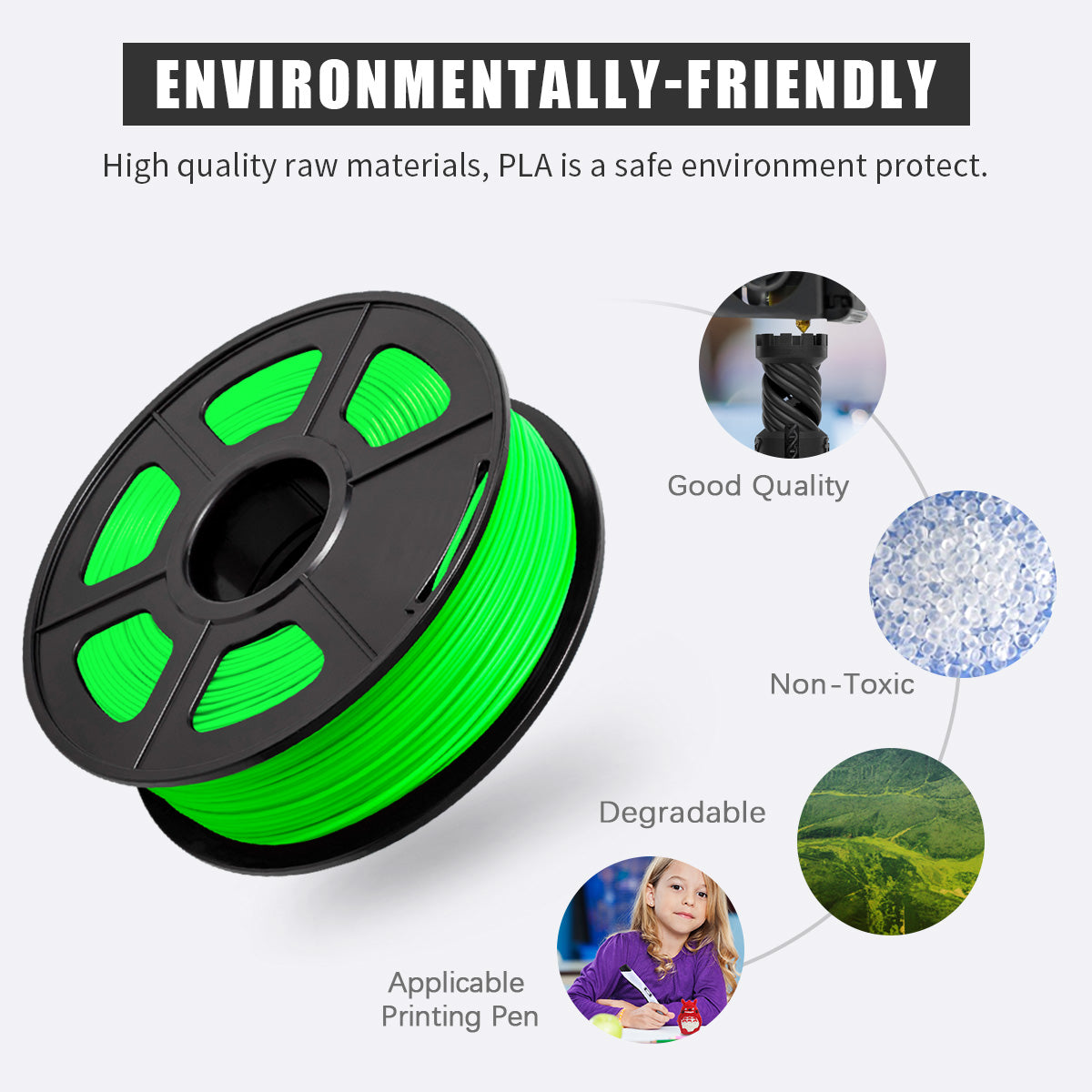 PLA 3D Filament 1.75mm Green 1KG/Roll Secondary image