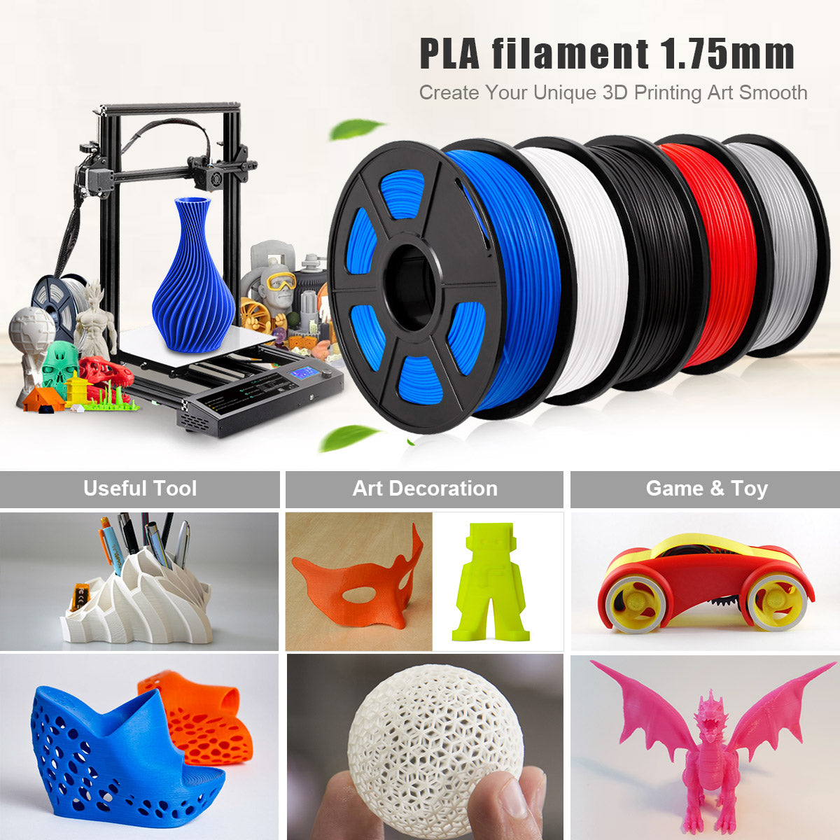 PLA 3D Filament 1.75mm Green 1KG/Roll