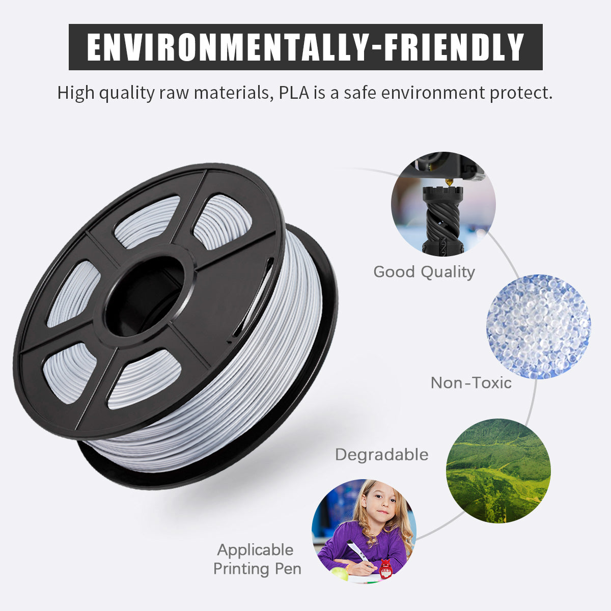 PLA 3D Filament 1.75mm Sliver 1KG/Roll Secondary image