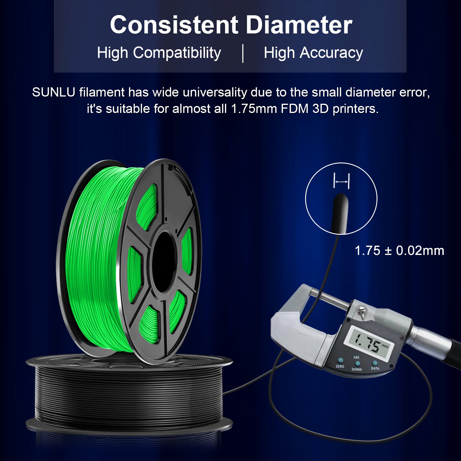 PLA+ 3D Filament 1.75mm Green 1KG/Roll Secondary image