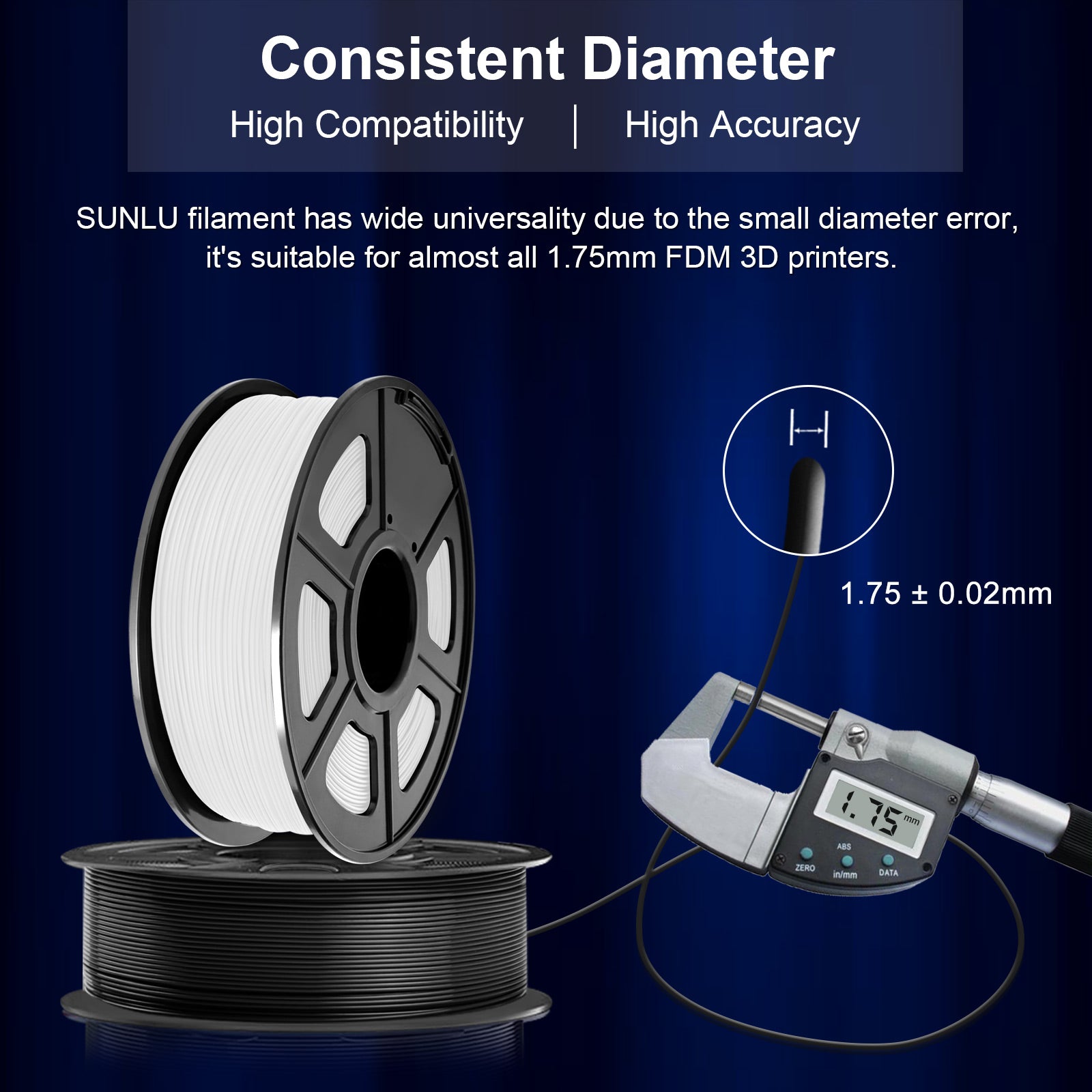 PLA+ 3D Filament 1.75mm White 1KG/Roll Secondary image