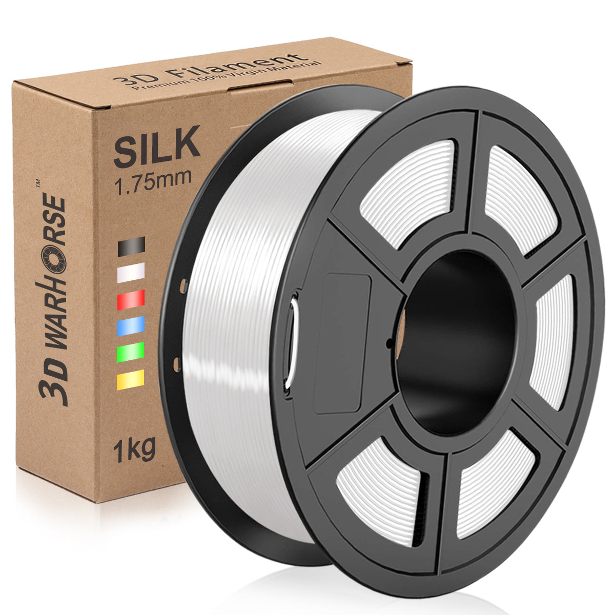 Silk PLA+ 3D Filament 1.75mm White 1KG/Roll Main image
